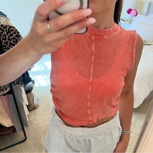 Urban Outfitters coral ruched crop top tank